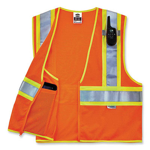 ergodyne GloWear 8230Z Class 2 Two-Tone Mesh Zipper Vest, Polyester, Large/X-Large, Orange (21315)