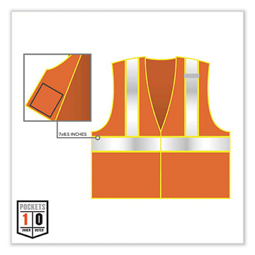 ergodyne GloWear 8230Z Class 2 Two-Tone Mesh Zipper Vest, Polyester, Large/X-Large, Orange (21315)