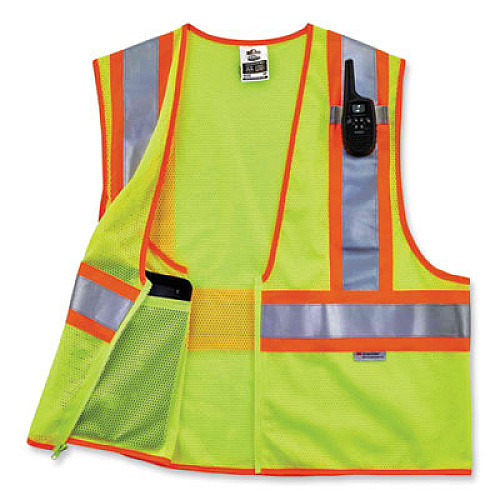 ergodyne GloWear 8230Z Class 2 Two-Tone Mesh Zipper Vest, Polyester, Large/X-Large, Lime (21325)