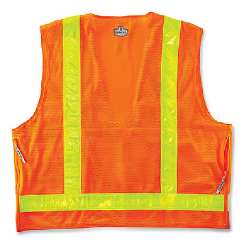 ergodyne GloWear 8250ZHG Class 2 Hi-Gloss Surveyors Zipper Vest, Polyester, 2X-Large/3X-Large, Orange (21437)