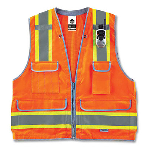 ergodyne GloWear 8254HDZ Class 2 Heavy-Duty Surveyors Zipper Vest, Polyester, Small/Medium, Orange (21453)