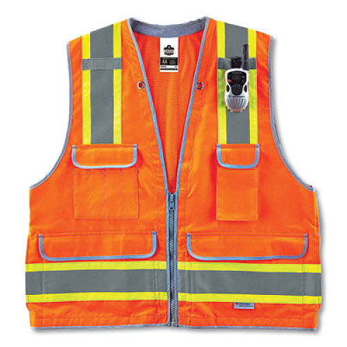 ergodyne GloWear 8254HDZ Class 2 Heavy-Duty Surveyors Zipper Vest, Polyester, Large/X-Large, Orange (21455)