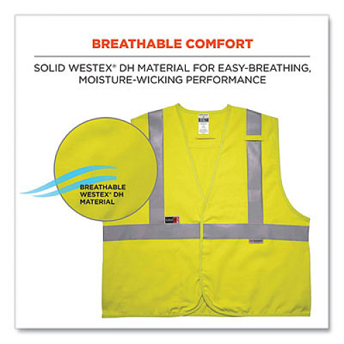 ergodyne GloWear 8261FRHL Class 2 Dual Compliant FR Hook and Loop Safety Vest, Small/Medium, Lime (21463)