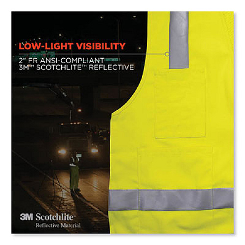 ergodyne GloWear 8262FRZ Class 2 FR Surveyor Zipper Vest, Tencel/Modacrylic/Para-aramid/Kevlar, Large/X-Large, Lime (21485)