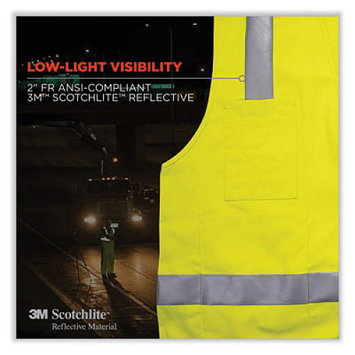 ergodyne GloWear 8262FRZ Class 2 FR Surveyor Zip Vest, Tencel/Modacrylic/Para-aramid/Kevlar, 2X-Large/3X-Large, Lime (21487)