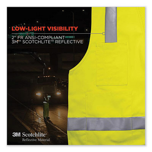 ergodyne GloWear 8262FRZ Class 2 FR Surveyor Zip Vest, Tencel/Modacrylic/Para-aramid/Kevlar, 4X-Large/5X-Large, Lime (21489)