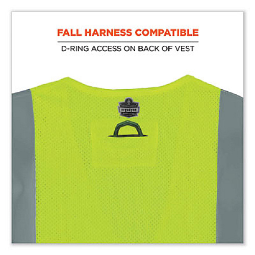 ergodyne GloWear 8260FRHL Class 2 FR Safety Hook and Loop Vest, Modacrylic/Kevlar, Small/Medium, Lime (21493)