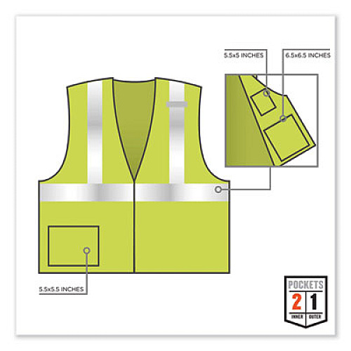ergodyne GloWear 8217BA Class 2 Breakaway Mesh Vest, Polyester, Small/Medium, Lime (21523)