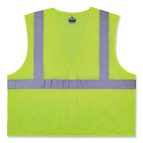 ergodyne GloWear 8256Z Class 2 Self-Extinguishing Zipper Vest, Polyester, Large/X-Large, Lime (21575)