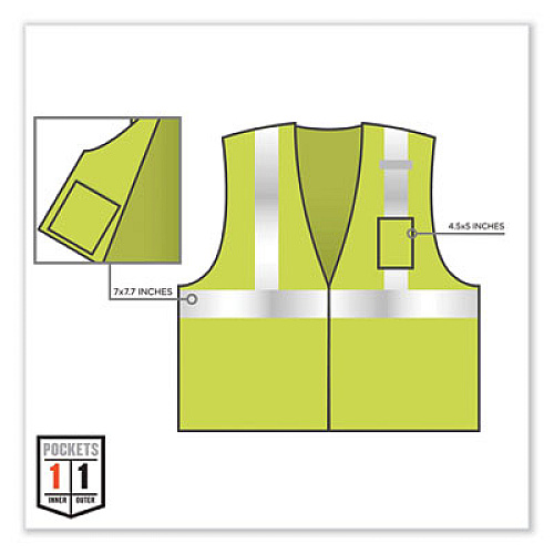 ergodyne GloWear 8256Z Class 2 Self-Extinguishing Zipper Vest, Polyester, 4X-Large/5X-Large, Lime (21579)