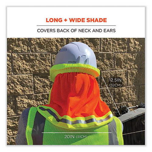 ergodyne GloWear 8005 Hi-Vis Hard Hat Neck Shade, 20 x 12.5, Orange (29051)