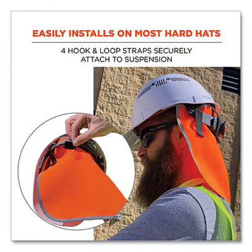 ergodyne GloWear 8006 Hi-Vis Hard Hat Neck Shade, 12.25 x 10.5, Orange (29061)