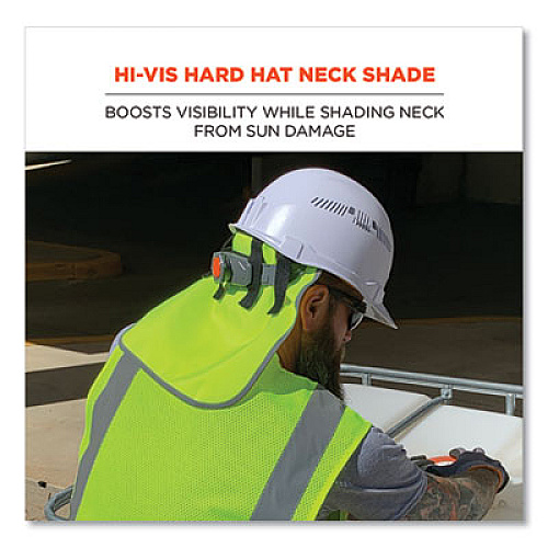 ergodyne GloWear 8006 Hi-Vis Hard Hat Neck Shade, 12.25 x 10.5, Lime (29063)