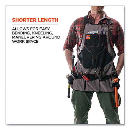 ergodyne Arsenal 5704 Canvas Tool Apron, 22 Compartments, 25.5 x 28, Canvas, Gray (13694)