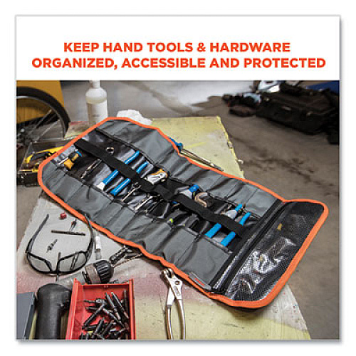 ergodyne Arsenal 5871 Polyester Tool Roll Up, 21 Compartments, 27 x 14, Polyester, Black (13771)