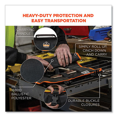 ergodyne Arsenal 5871 Polyester Tool Roll Up, 21 Compartments, 27 x 14, Polyester, Black (13771)