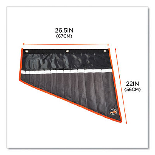 ergodyne Arsenal 5873 Polyester Wrench Roll Up, 14 Compartments, 26.5 x 5, Polyester, Black (13774)