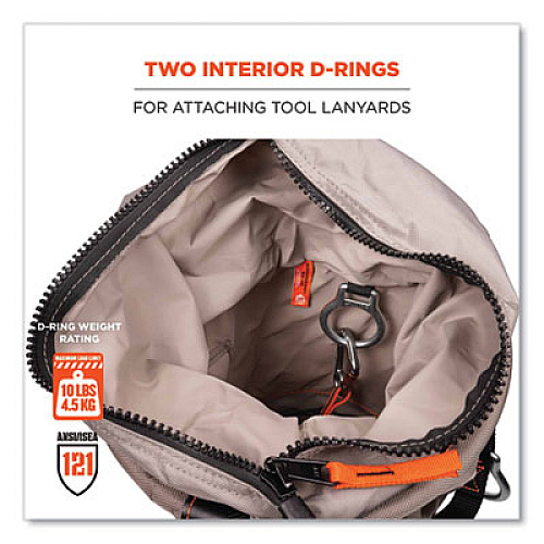 ergodyne Arsenal 5973 Hoist Bucket Tool Bag with D-Rings and Zipper Top, 12.5 x 12.5 x 17, Gray (15973)