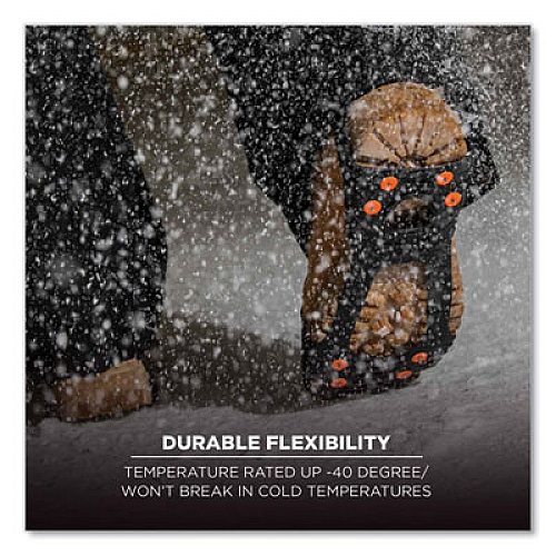 ergodyne Trex 6300TC One-Piece Slip-on Tungsten Carbide Ice Cleats, Medium, Black, Pair (16733)