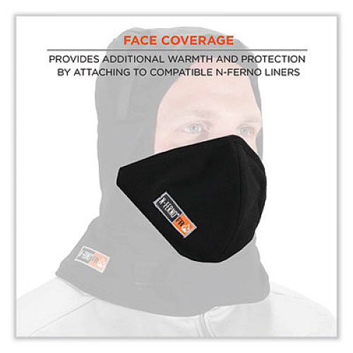 ergodyne N-Ferno 6872 2-Layer FR Mouthpiece, Modacrylic Cotton, One Size Fits Most, Black (16872)