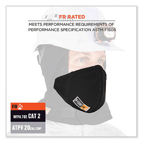 ergodyne N-Ferno 6872 2-Layer FR Mouthpiece, Modacrylic Cotton, One Size Fits Most, Black (16872)