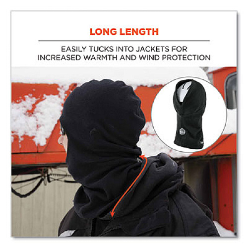 ergodyne N-Ferno 6893Z Balaclava with Zipper for Bump Cap Insert, Polyester Fleece, One Size Fit Most, Black (16894)
