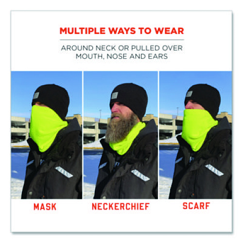 ergodyne N-Ferno 6960 Fleece Neck Gaiter, Fleece, One Size Fits Most, Hi-Vis Lime (16961)