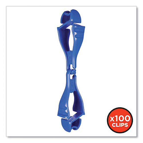 ergodyne Squids 3400 Glove Clip Holder with Dual Clips, 1 x 1 x 6.5, Acetal Copolymer, Blue, 100/Carton (19717BULK)
