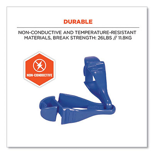 ergodyne Squids 3400 Glove Clip Holder with Dual Clips, 1 x 1 x 6.5, Acetal Copolymer, Blue, 100/Carton (19717BULK)