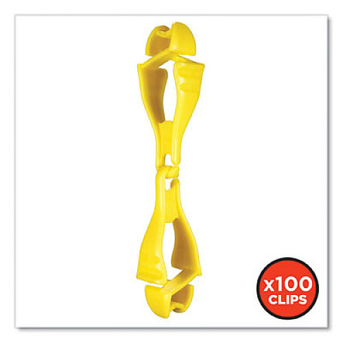 ergodyne Squids 3400 Glove Clip Holder with Dual Clips, 1 x 1 x 6.5, Acetal Copolymer, Lime, 100/Carton (19719BULK)