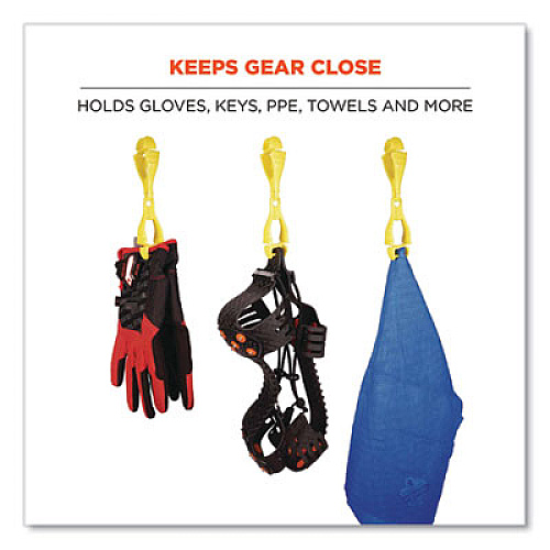 ergodyne Squids 3400 Glove Clip Holder with Dual Clips, 1 x 1 x 6.5, Acetal Copolymer, Lime, 100/Carton (19719BULK)