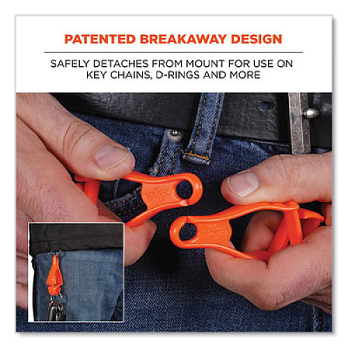 ergodyne Squids 3400 Glove Clip Holder with Dual Clips, 1 x 1 x 6.5, Acetal Copolymer, Lime, 100/Carton (19719BULK)