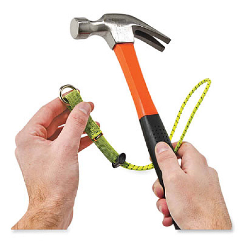ergodyne Squids 3703 Elastic Loop Tool Tails with D-Rings, 15 lb Max Working Capacity, 15" Long, Lime, 3/Pack, 20 Packs/Carton (19767BULK)