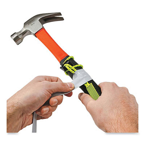 ergodyne Squids 3703 Elastic Loop Tool Tails with D-Rings, 15 lb Max Working Capacity, 15" Long, Lime, 3/Pack, 20 Packs/Carton (19767BULK)
