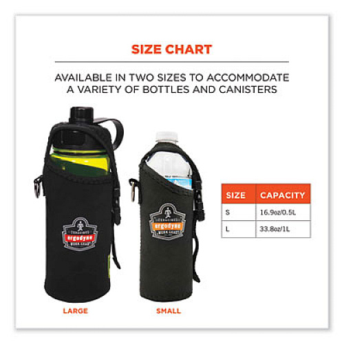 ergodyne Squids 3775 Can + Bottle Holder Trap, Large, 3.62 x 7.25 x 2.5, Neoprene, Black (19776)