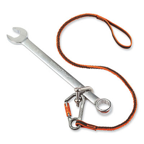 ergodyne Squids 3108F(x)Tool Lanyard with Locking Aluminum Carabiner + Loop, 15 lb Max Working Capacity, 38" to 48" Long, Orange/Gray (19808)