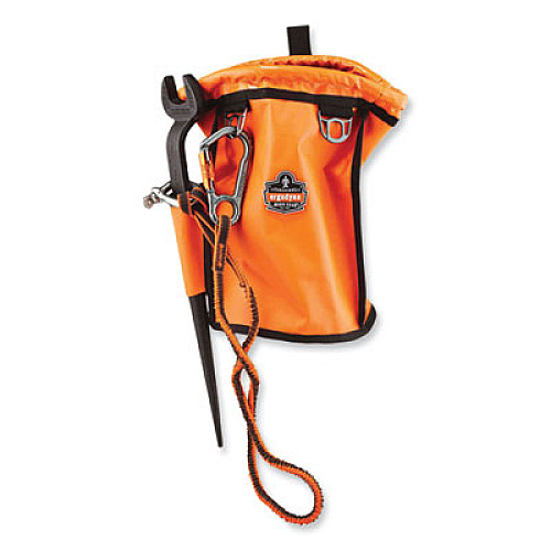 ergodyne Squids 3108F(x)Tool Lanyard with Locking Aluminum Carabiner + Loop, 15 lb Max Working Capacity, 38" to 48" Long, Orange/Gray (19808)