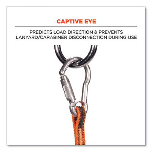 ergodyne Squids 3111F(x) Tool Lanyard with Stainless Steel Carabiners,15 lb Max Working Capacity, 38" to 48" Long, Orange/Gray (19823)