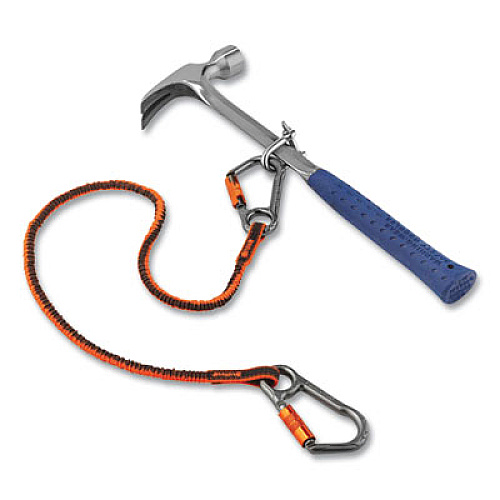ergodyne Squids 3118F(x) Tool Lanyards with Locking Aluminum Carabiners, 15 lb Working Capacity, 38" to 48" Long, Orange/Gray (19828)