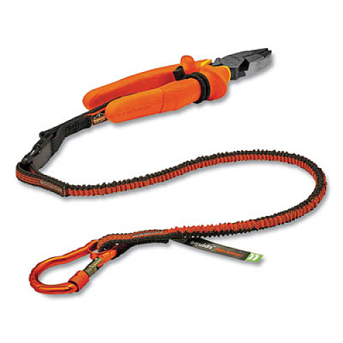 ergodyne Squids 3102F(x) Tool Lanyard with Aluminum Carabiner + Cinch-Loop, 5 lb Max Working Capacity, 38" to 48", Orange/Gray (19864)