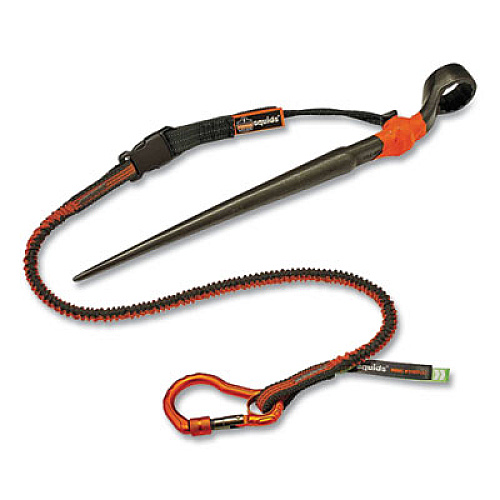 ergodyne Squids 3102F(x) Tool Lanyard with Aluminum Carabiner + Cinch-Loop, 5 lb Max Working Capacity, 38" to 48", Orange/Gray (19864)