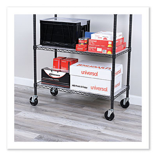 Alera Optional Casters for Wire Shelving, Grip Ring Type K Stem, 4" Wheel, Black/Silver, 4/Set (2 Locking) (SW690004)