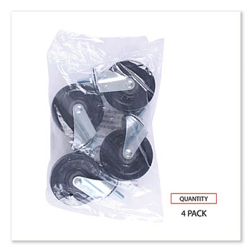 Alera Optional Casters for Wire Shelving, Grip Ring Type K Stem, 4" Wheel, Black/Silver, 4/Set (2 Locking) (SW690004)