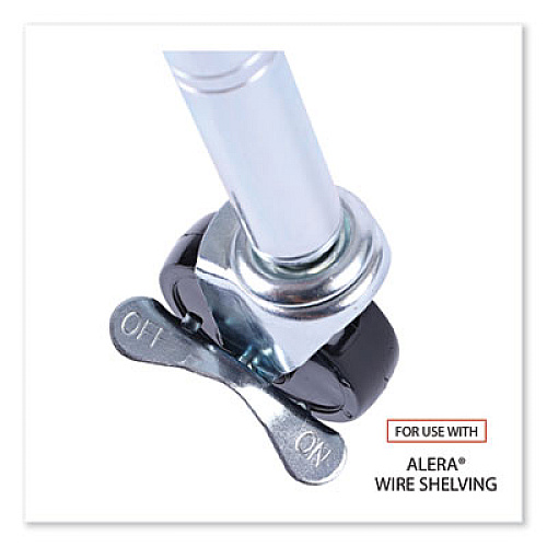 Alera Optional Casters for Wire Shelving, Grip Ring Stem, 3" Wheel, Black, 4/Set (2 Locking) (SW790004)