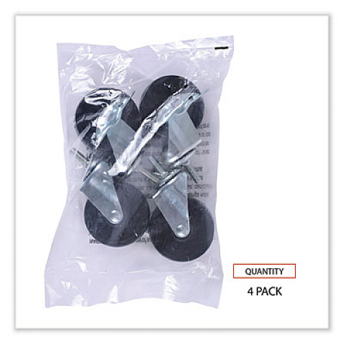 Alera Optional Casters for Wire Shelving, Grip Ring Stem, 3" Wheel, Black, 4/Set (2 Locking) (SW790004)