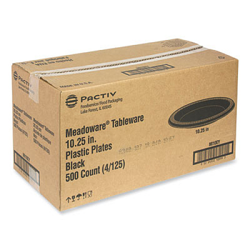 Pactiv Evergreen Meadoware Impact Plastic Dinnerware, Plate, 10.25" dia, Black, 500/Carton (MI10EY)