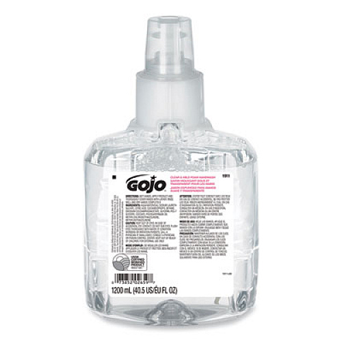 GOJO Clear and Mild Foam Handwash Refill, For LTX-12 Dispenser, Fragrance-Free, 1,200 mL, 2/Carton (191102CT)