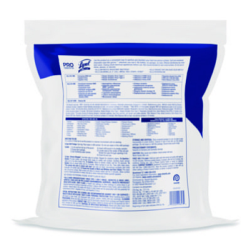 LYSOL Brand Professional Disinfecting Wipe Bucket Refill, 1-Ply, 6 x 8, Lemon and Lime Blossom, White, 800 Wipes/Bag, 2 Refill Bags/CT (99857CT)