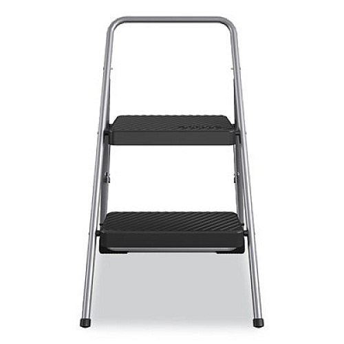 COSCO 2-Step Folding Steel Step Stool, 200 lb Capacity, 28.13" Working Height, Cool Gray (11137PBL1E)
