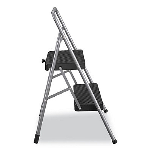 COSCO 2-Step Folding Steel Step Stool, 200 lb Capacity, 28.13" Working Height, Cool Gray (11137PBL1E)